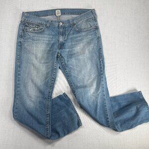 Y2K True Religion Straight Leg Light Wash Cotton USA Made Denim Size 40